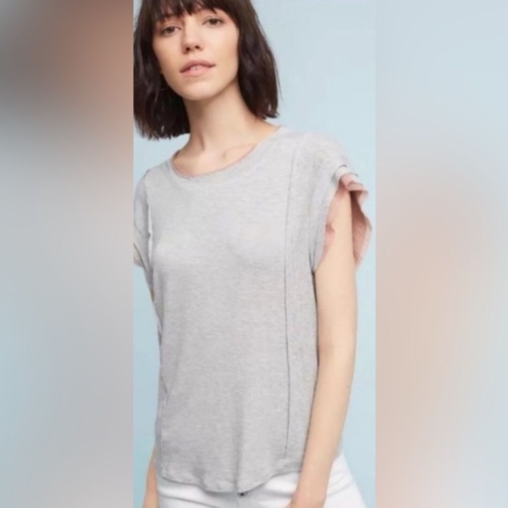 Anthropologie Dolan left coast Gray chiffon top Size Large EUC